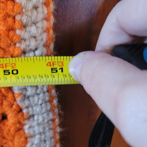 Handmade Orange/White/Grey Granny Square Afghan 51 X 57 - Picture 3 of 4